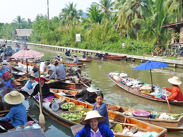 marché flottant thailande